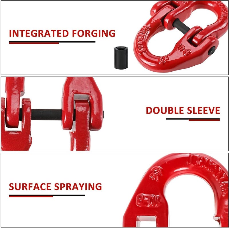 EGV 4 Pack G80 Alloy Steel Hammerlock Coupling Link,1/4" Hammer Lock Safety Chain Connector Link 2645 lbs Working Load Limit - Image 2